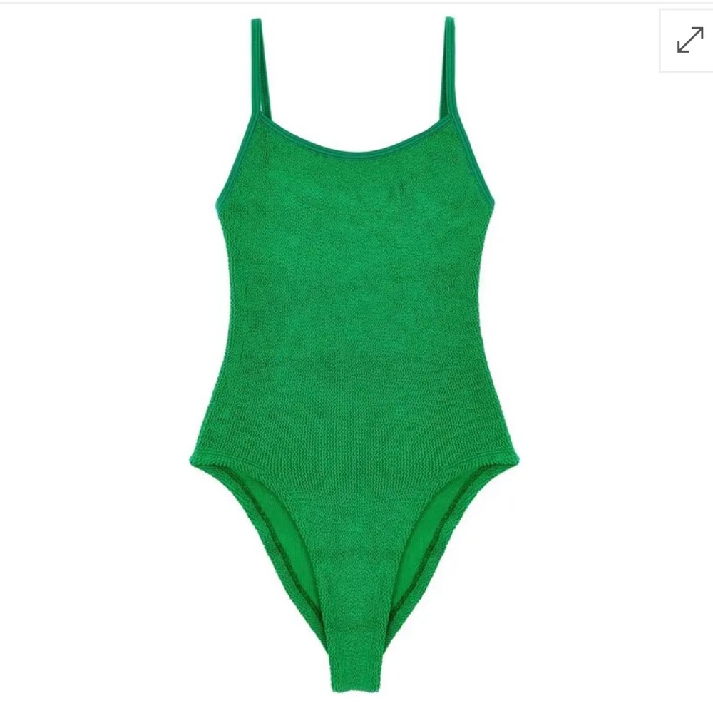 Hunza G Green Crinkle One-Piece Swimsuit